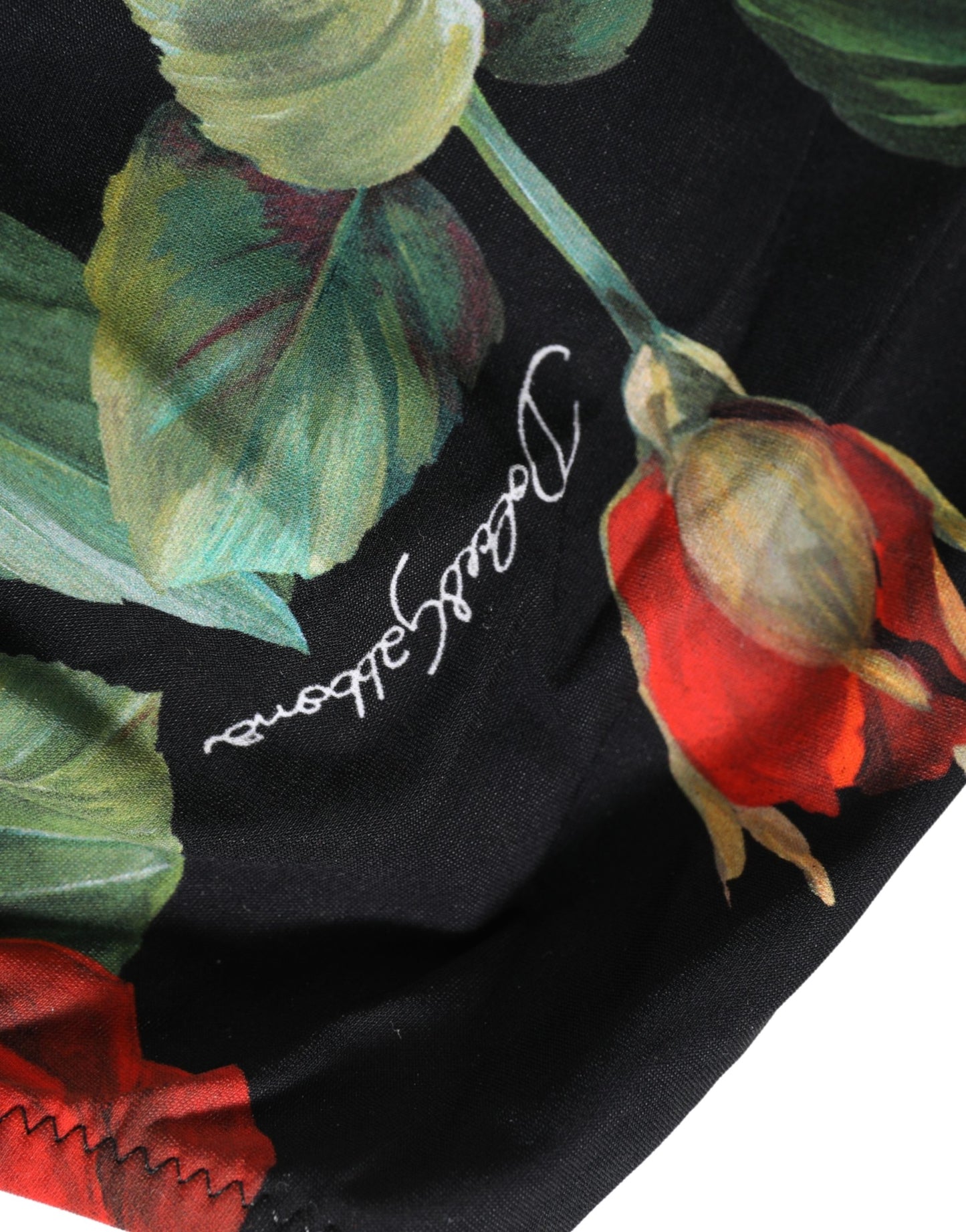 Dolce & Gabbana Black Rose Print High Waisted Girdle Underwear