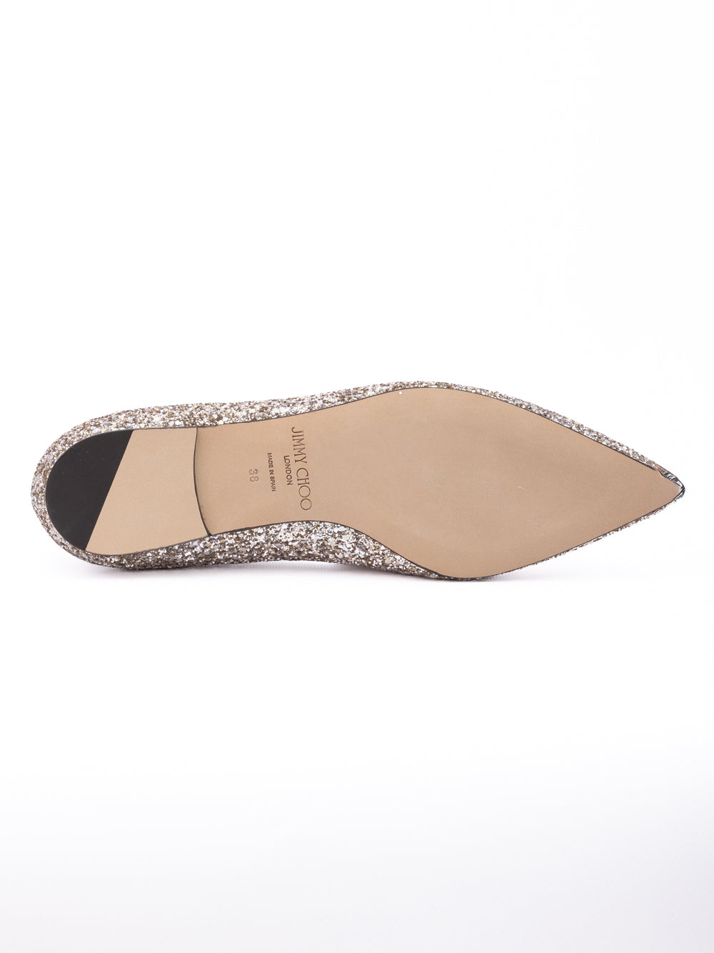 Jimmy Choo Rose Gold Glitter Fabric Alina Ballet Flat