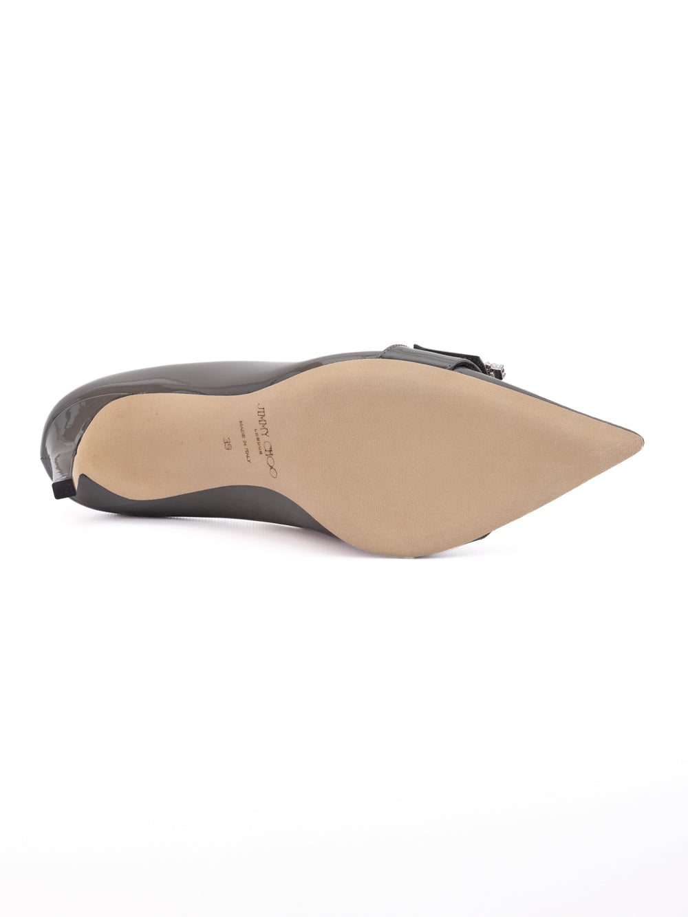 Jimmy Choo Storm Grey Patent Leather Chery 85 Pumps