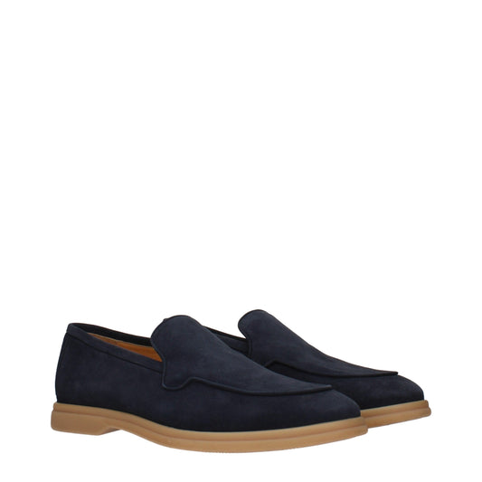 Eleventy Blue Leather Slip-On Loafers