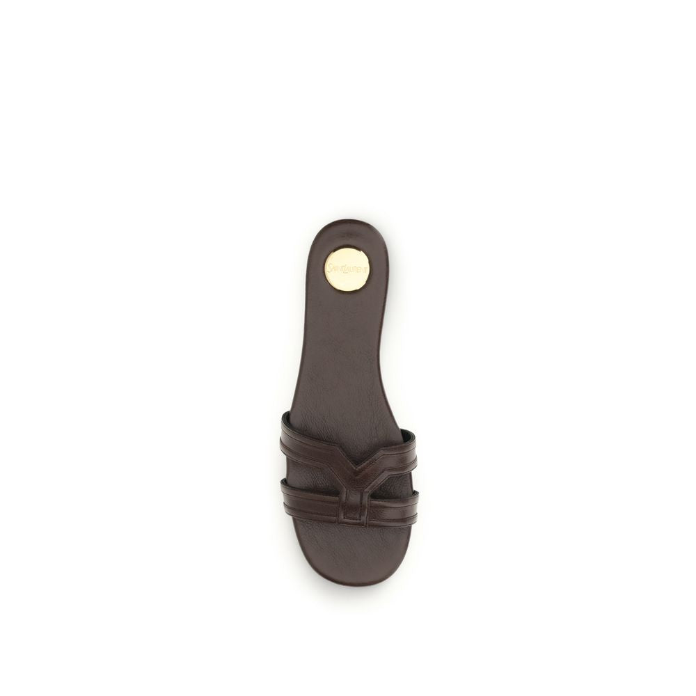Saint Laurent Brown Calf Leather Bos Taurus Sandals