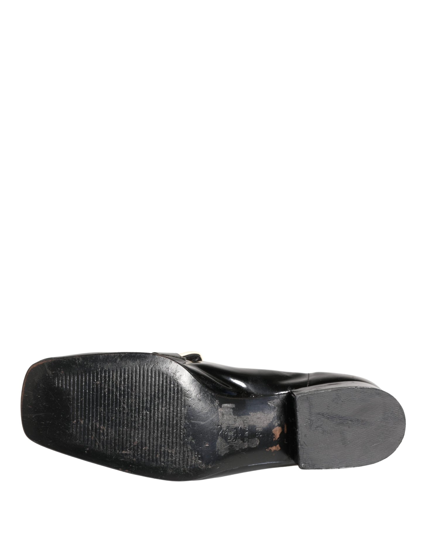 Dolce & Gabbana Black Patent Leather Logo Flats Loafers Shoes