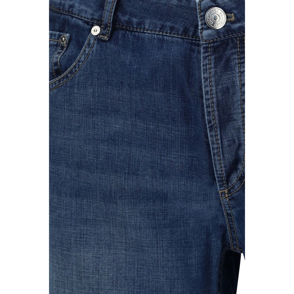 Brunello Cucinelli Blue Cotton Relaxed Fit Jeans