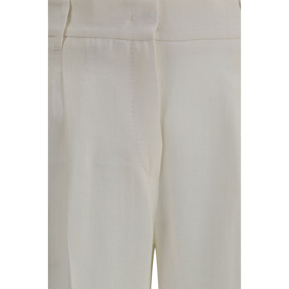 Max Mara White Linen Casual Pants