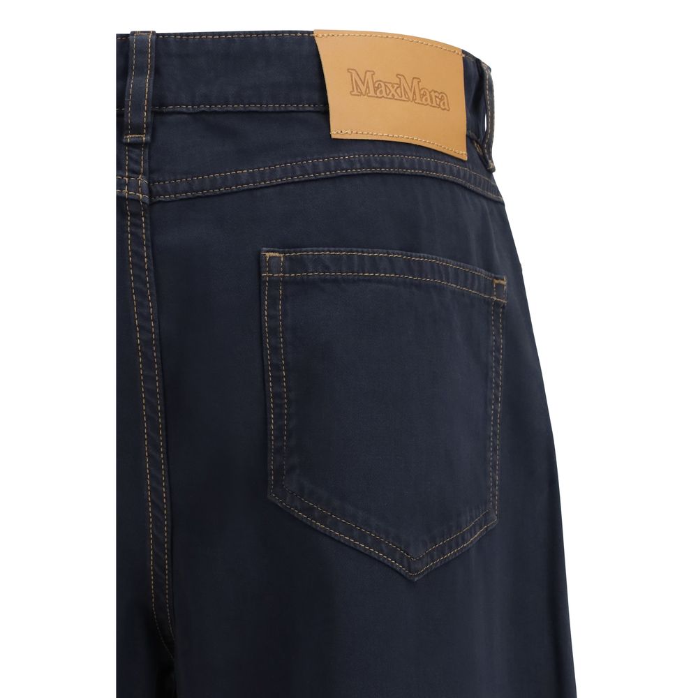Max Mara Blue Cotton Casual Pants