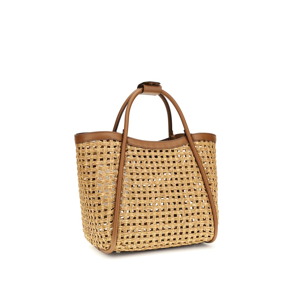 Max Mara Beige Raffia Shoulder Bag