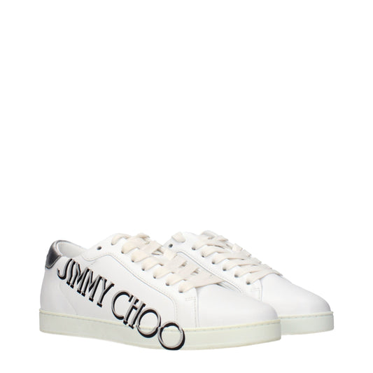 Jimmy Choo White Leather Low Top Sneakers