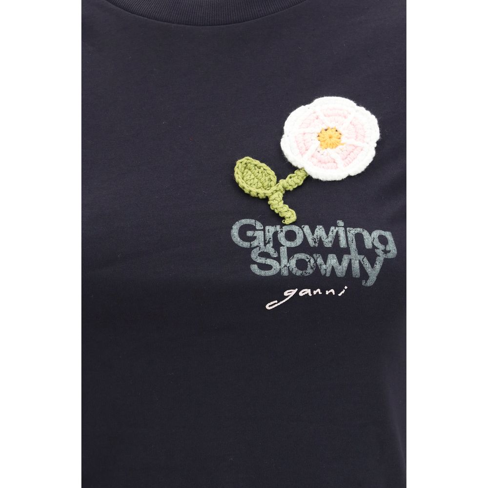 Ganni Black Cotton T-Shirt