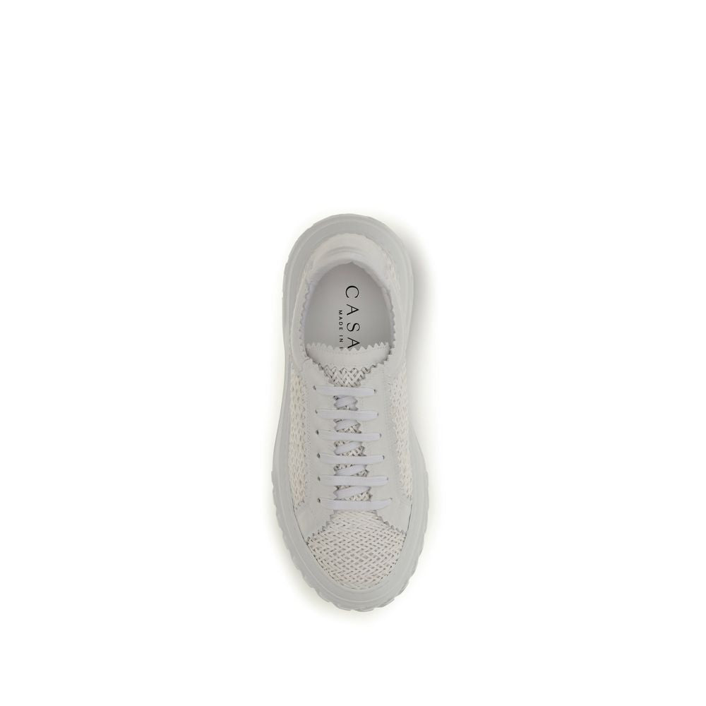 Casadei White Calf Leather Bos Taurus Chunky Sneakers