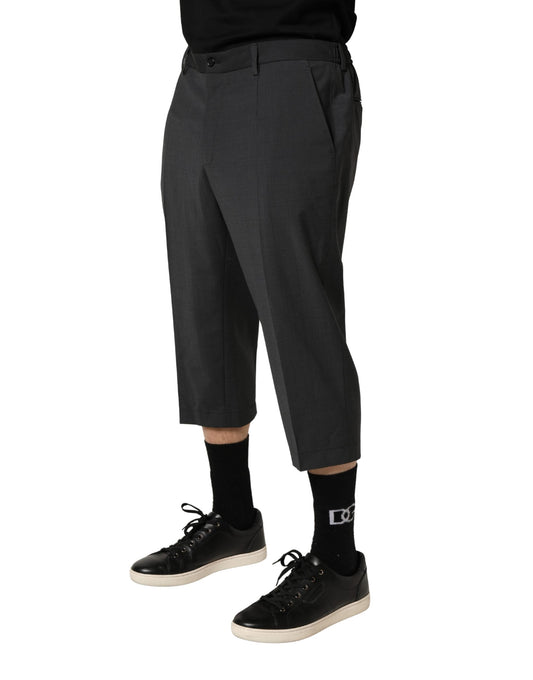 Dolce & Gabbana Dark Gray Wool Cropped Chino Trouser Pants