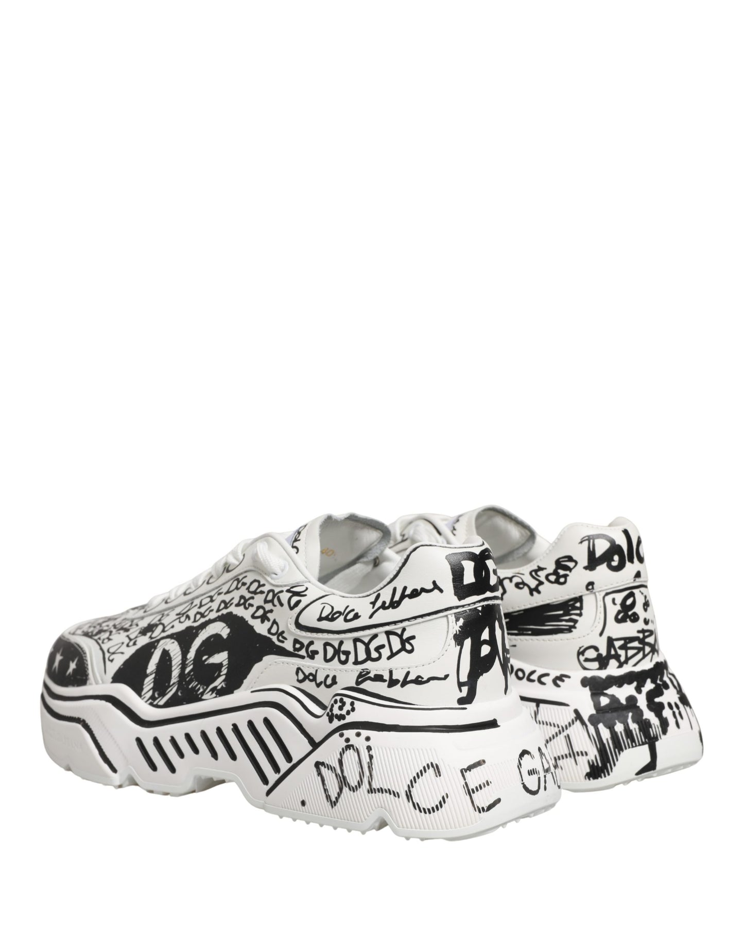 Dolce & Gabbana White Daymaster Graffiti Low Top Sneakers Shoes