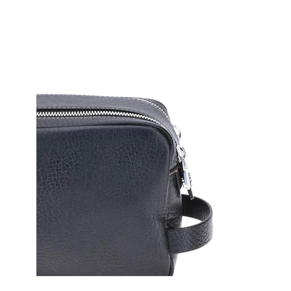 Brunello Cucinelli Black Calf Leather Bos Taurus Airpod Holder