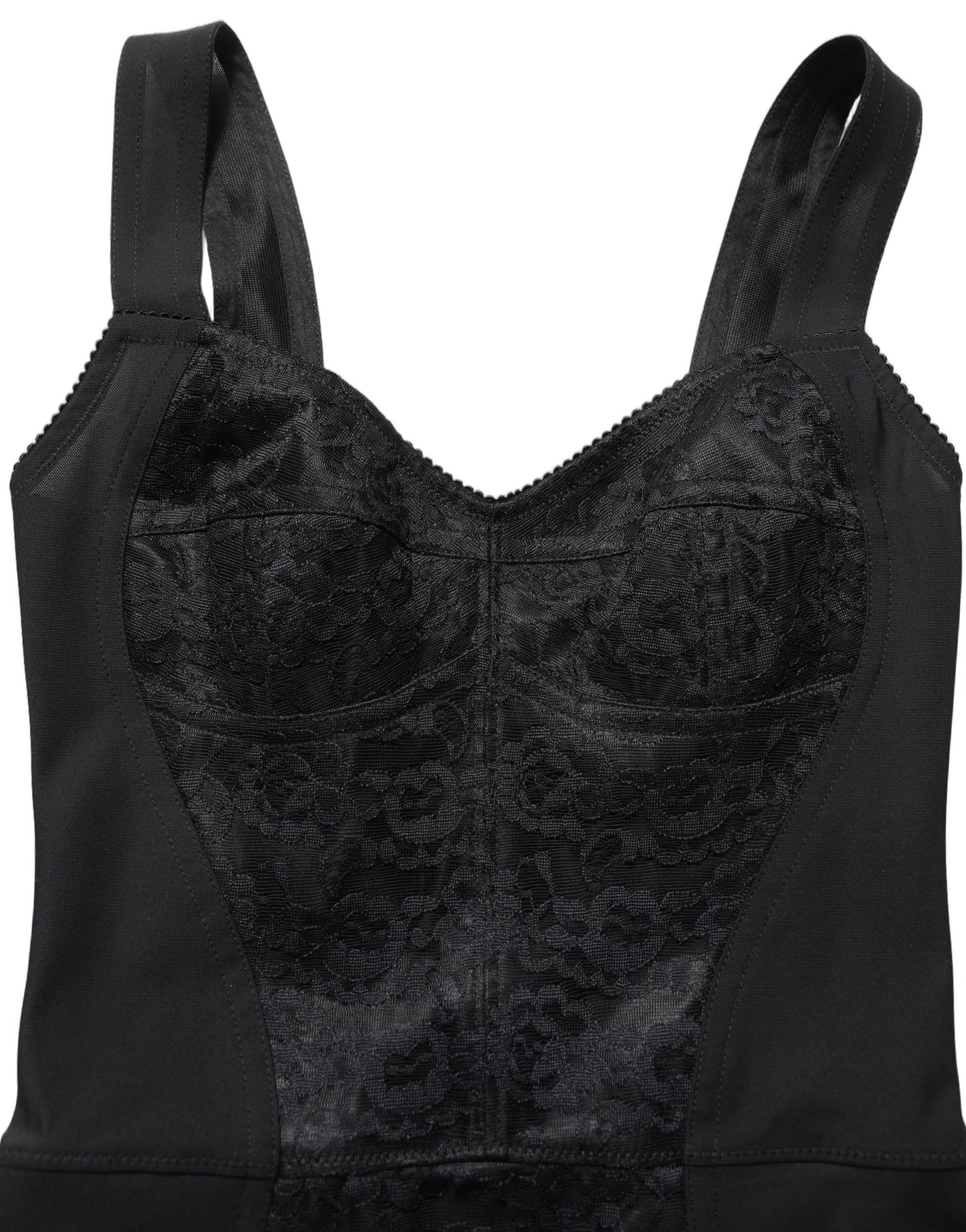 Dolce & Gabbana Black Floral Lace Corset Bodycon Bodysuit