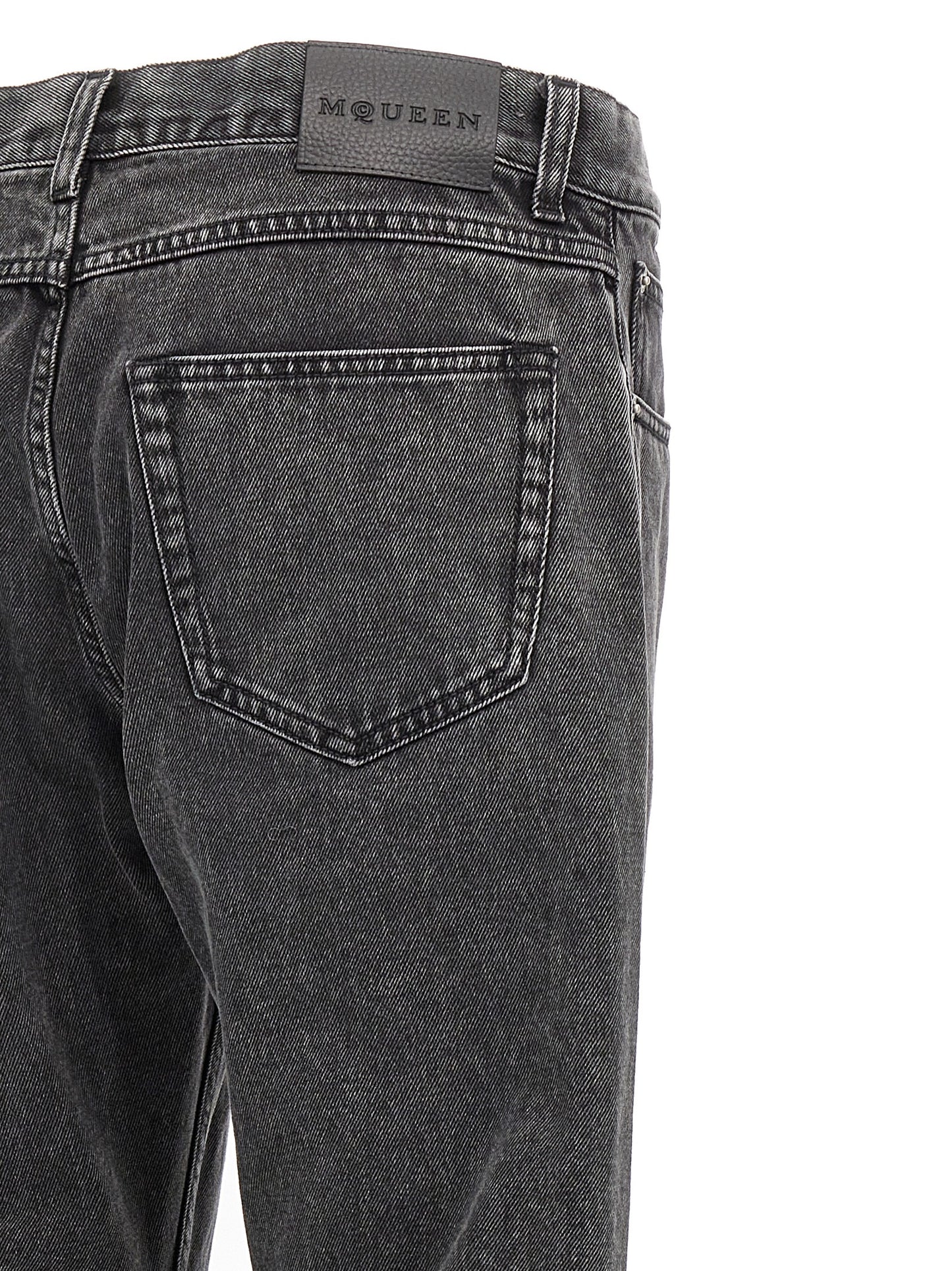Alexander McQueen Black Cotton Straight-Leg Jeans