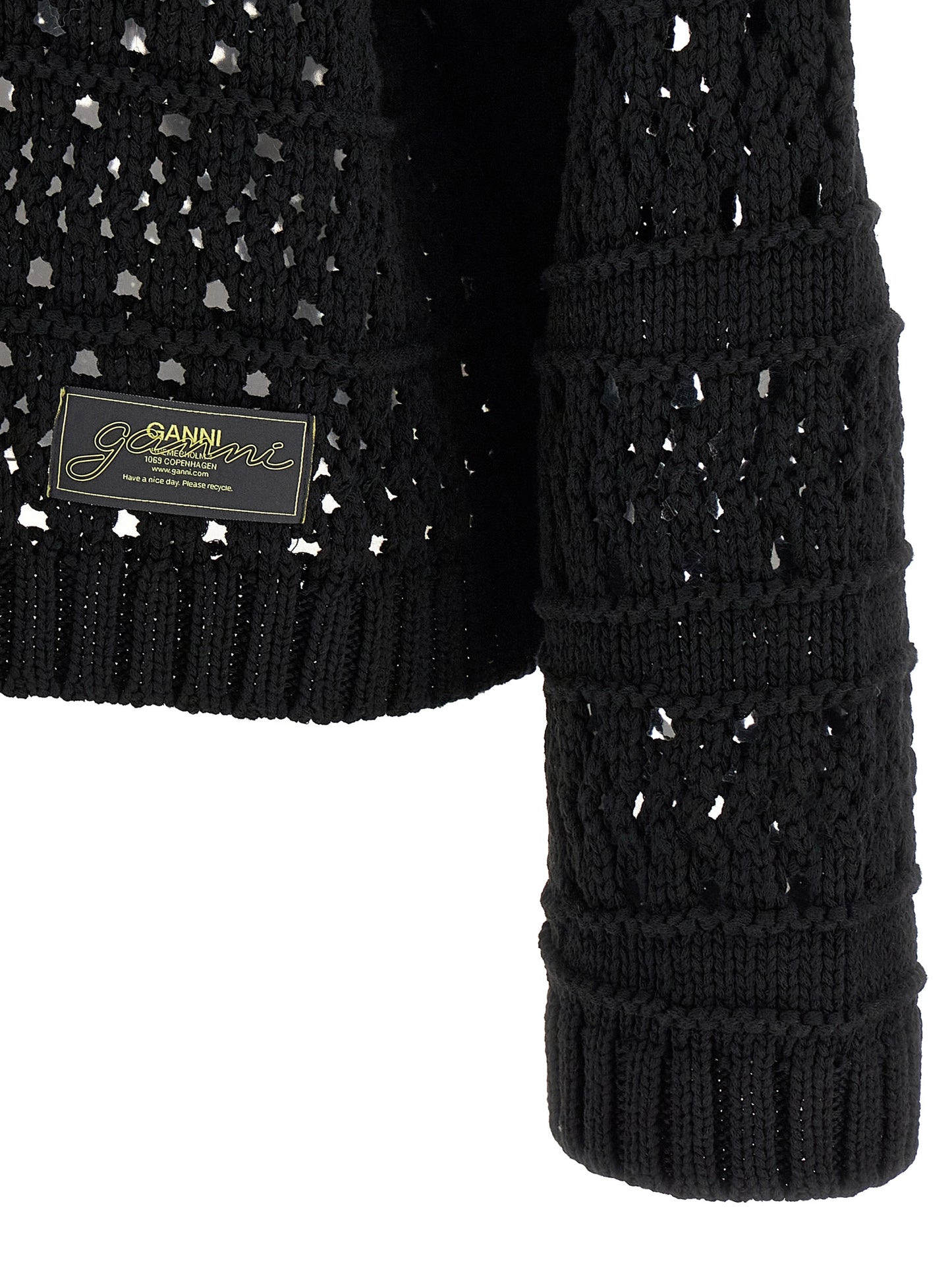 Ganni Black Cotton Cardigan