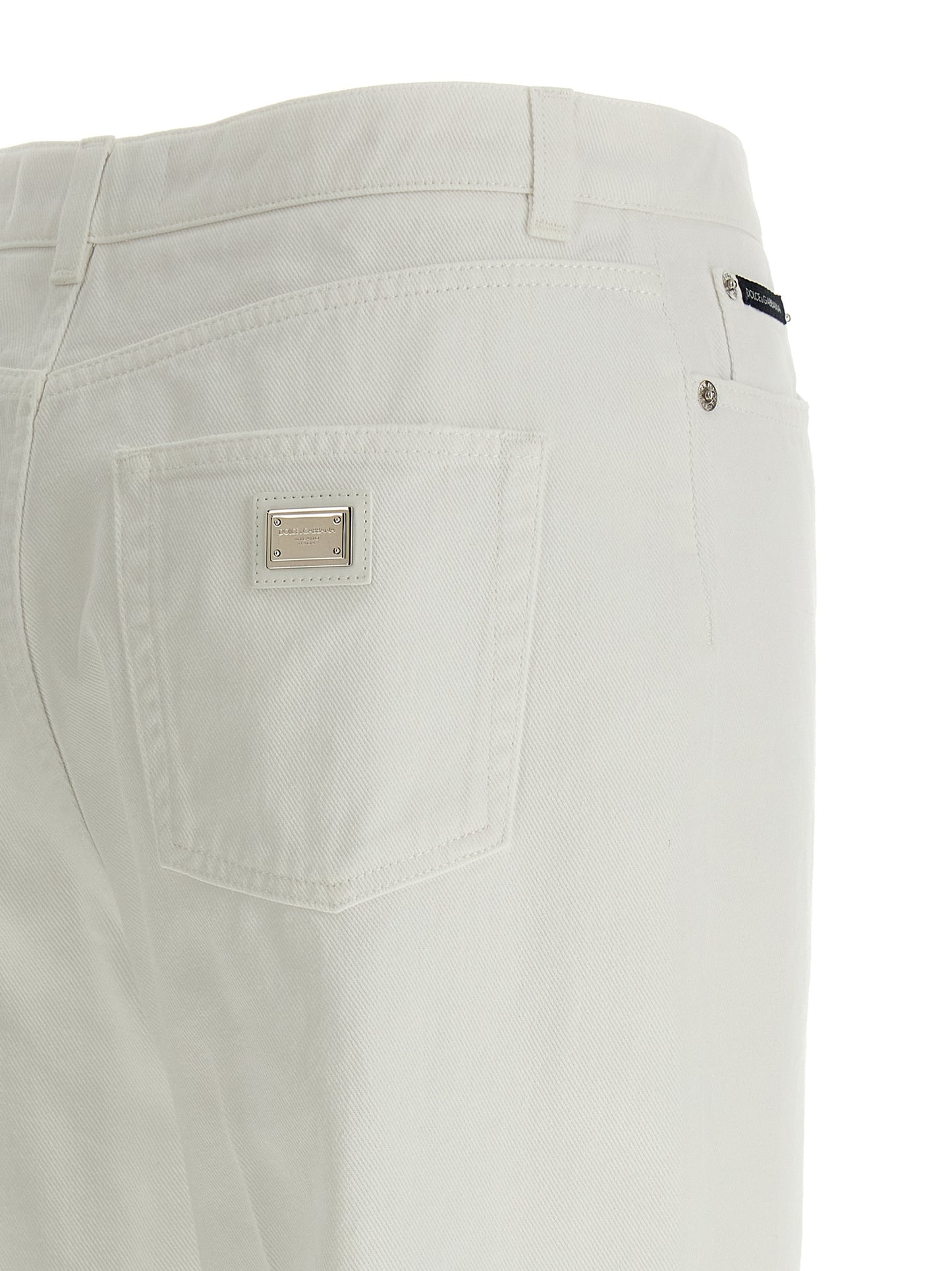 Dolce & Gabbana White Cotton Flared Jeans