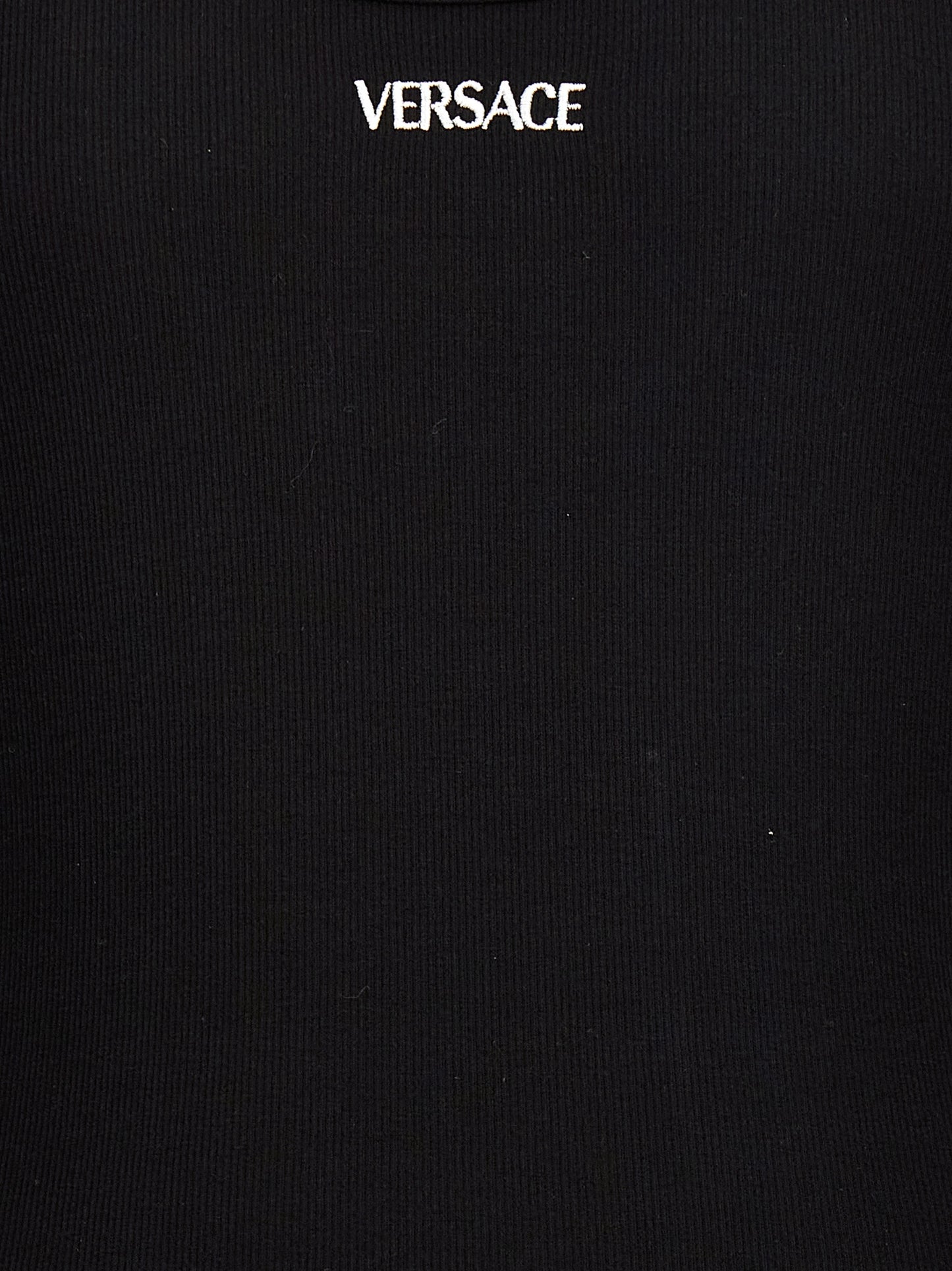 Versace Black Cotton Sleeveles T-Shirt
