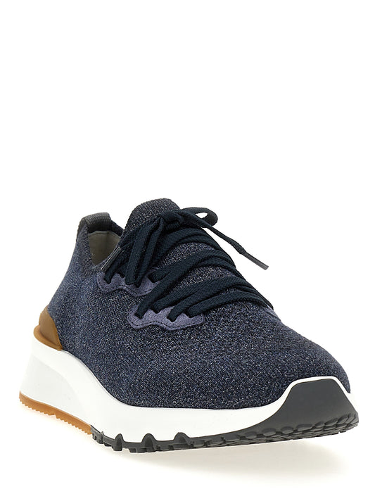 Brunello Cucinelli Blue Cotton Athletic Sneakers
