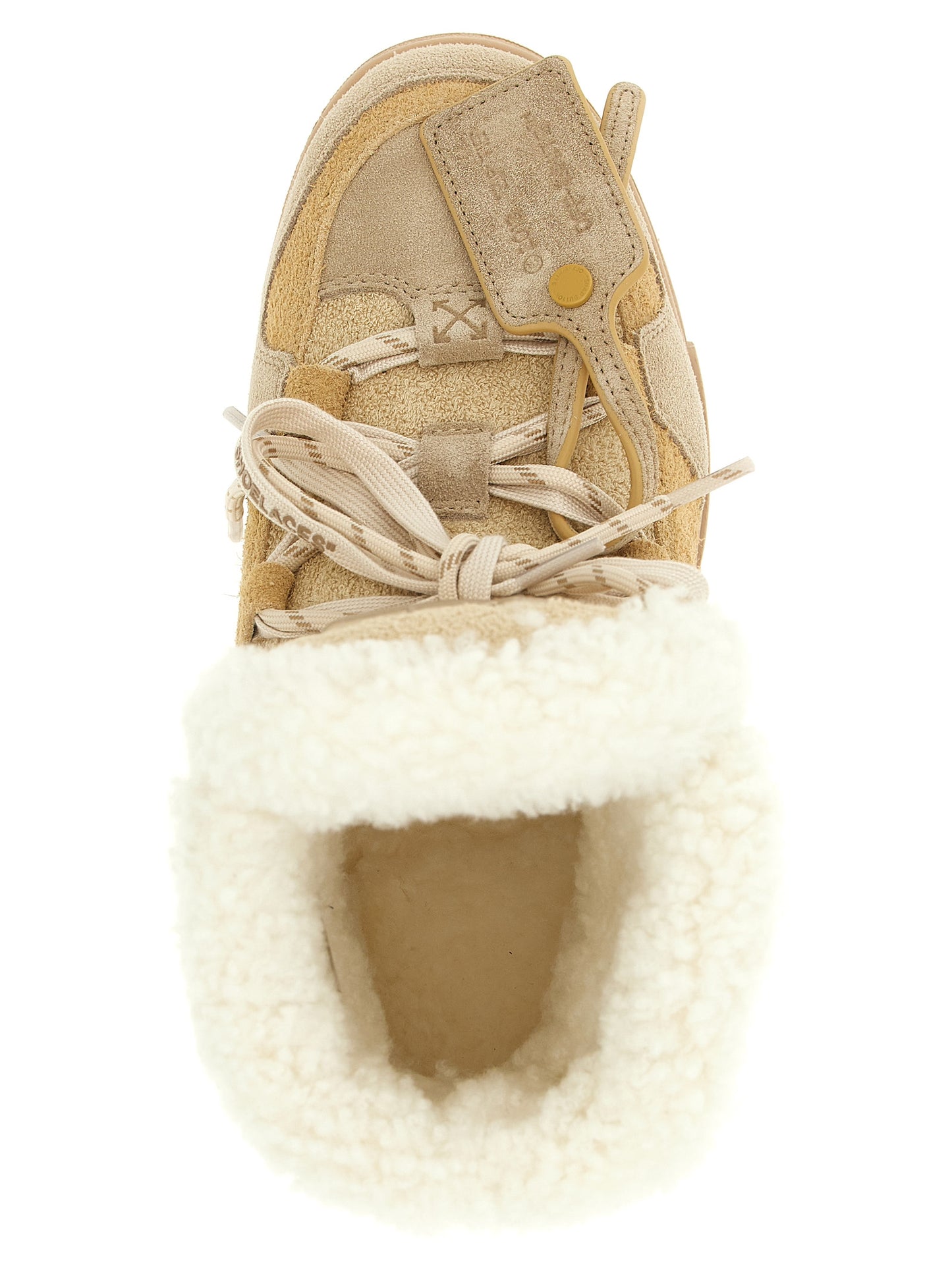 Off-White Beige Calfskin Ankle Boots