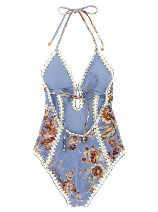 Zimmermann Blue Polyamide One-Piece Swimsuit