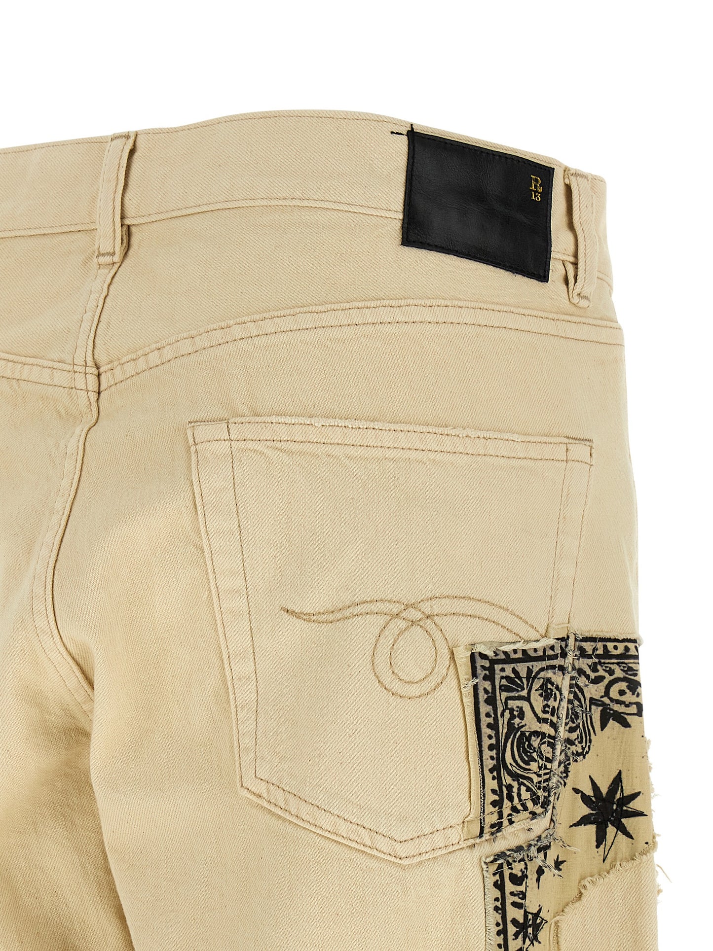 R13 Beige Cotton Straight-Leg Jeans