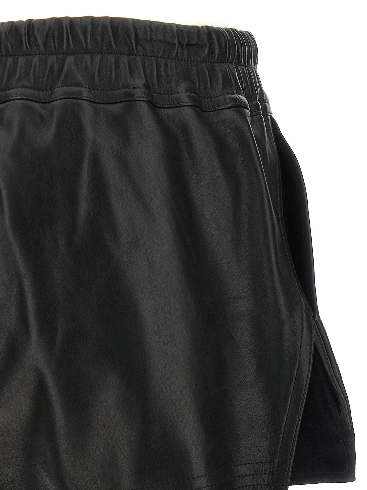 Rick Owens Black Lamb Leather Bermuda Shorts