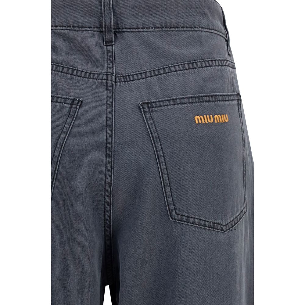Miu Miu Black Cotton Straight-Leg Jeans