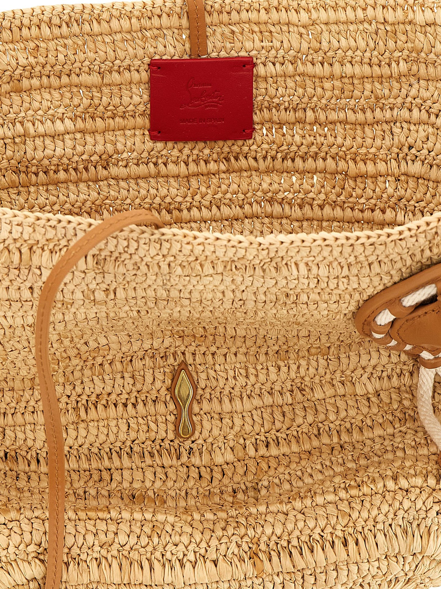 Christian Louboutin Beige Raffia Tote Bag