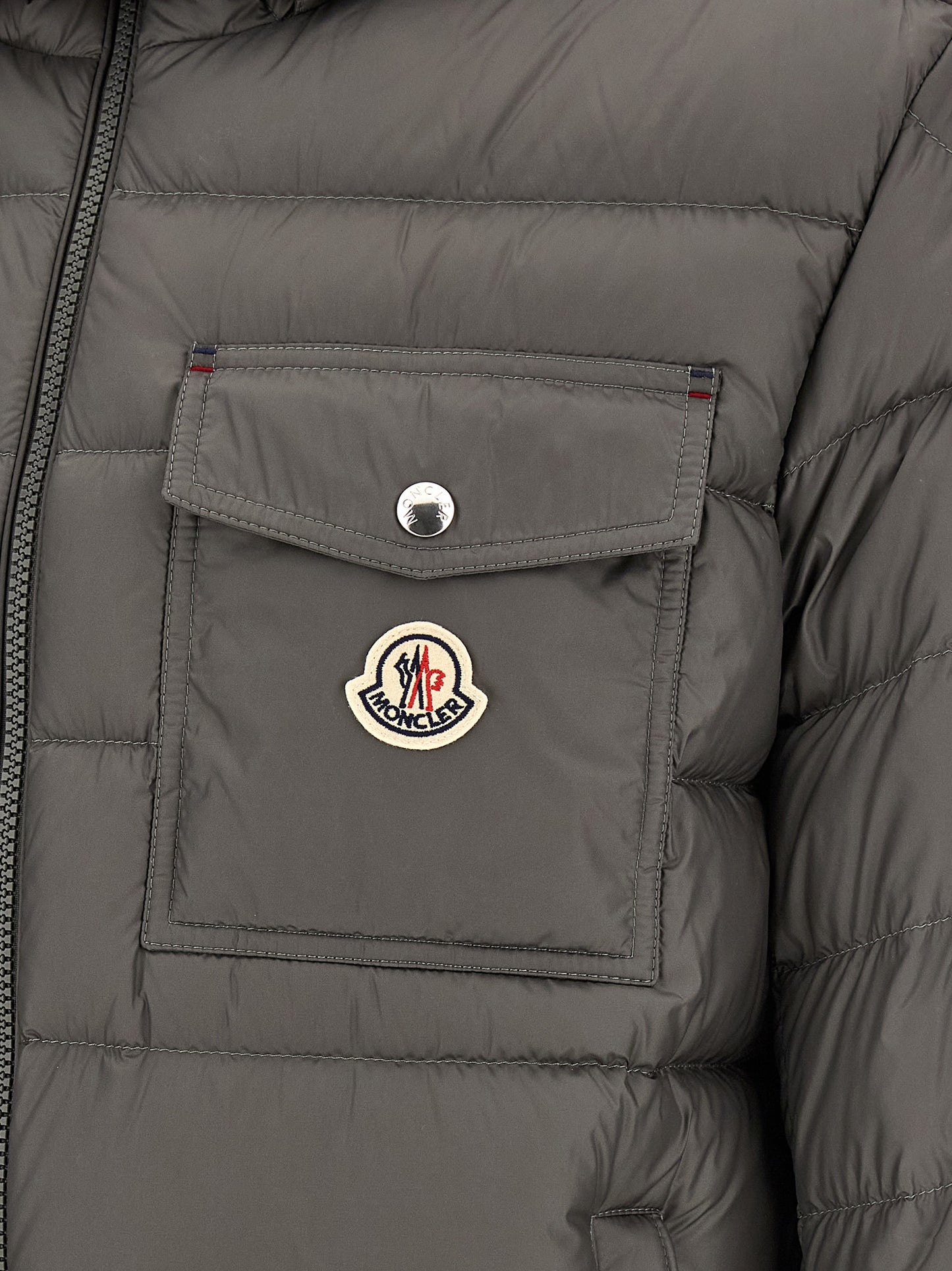Moncler Gray Polyamide Full-Length Jacket