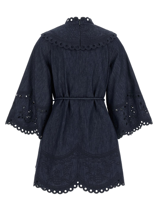Zimmermann Blue Cotton Short Dress