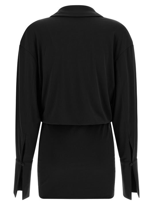 The Andamane Black Polyester Short Dress