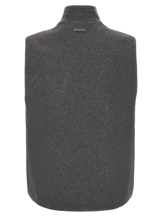 Lardini Gray Virgin Wool Sleeveless Jacket