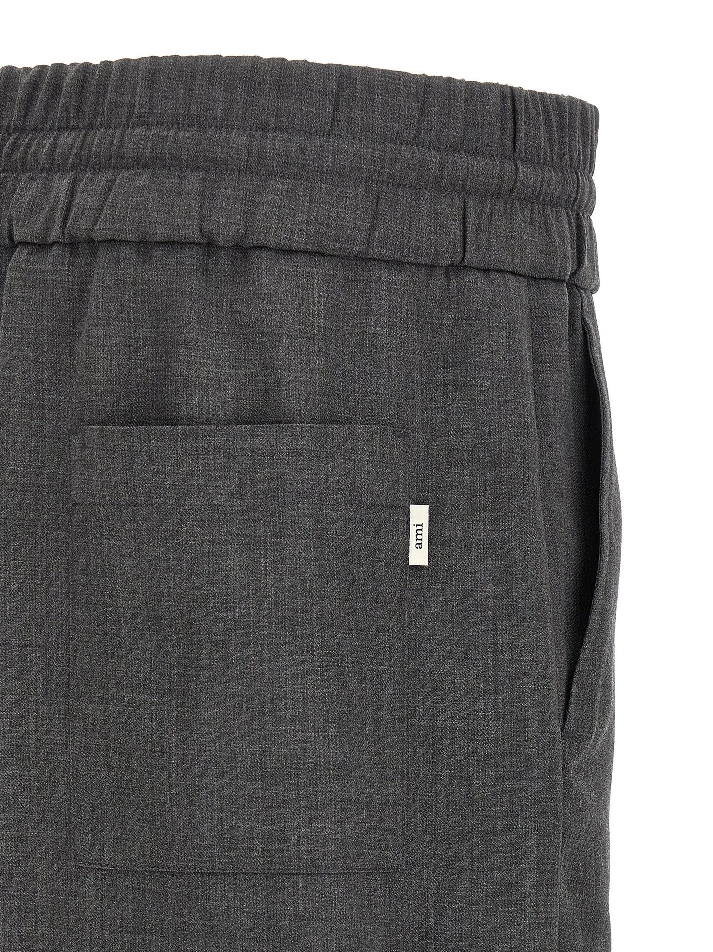 Ami Paris Gray Virgin Wool Casual Pants