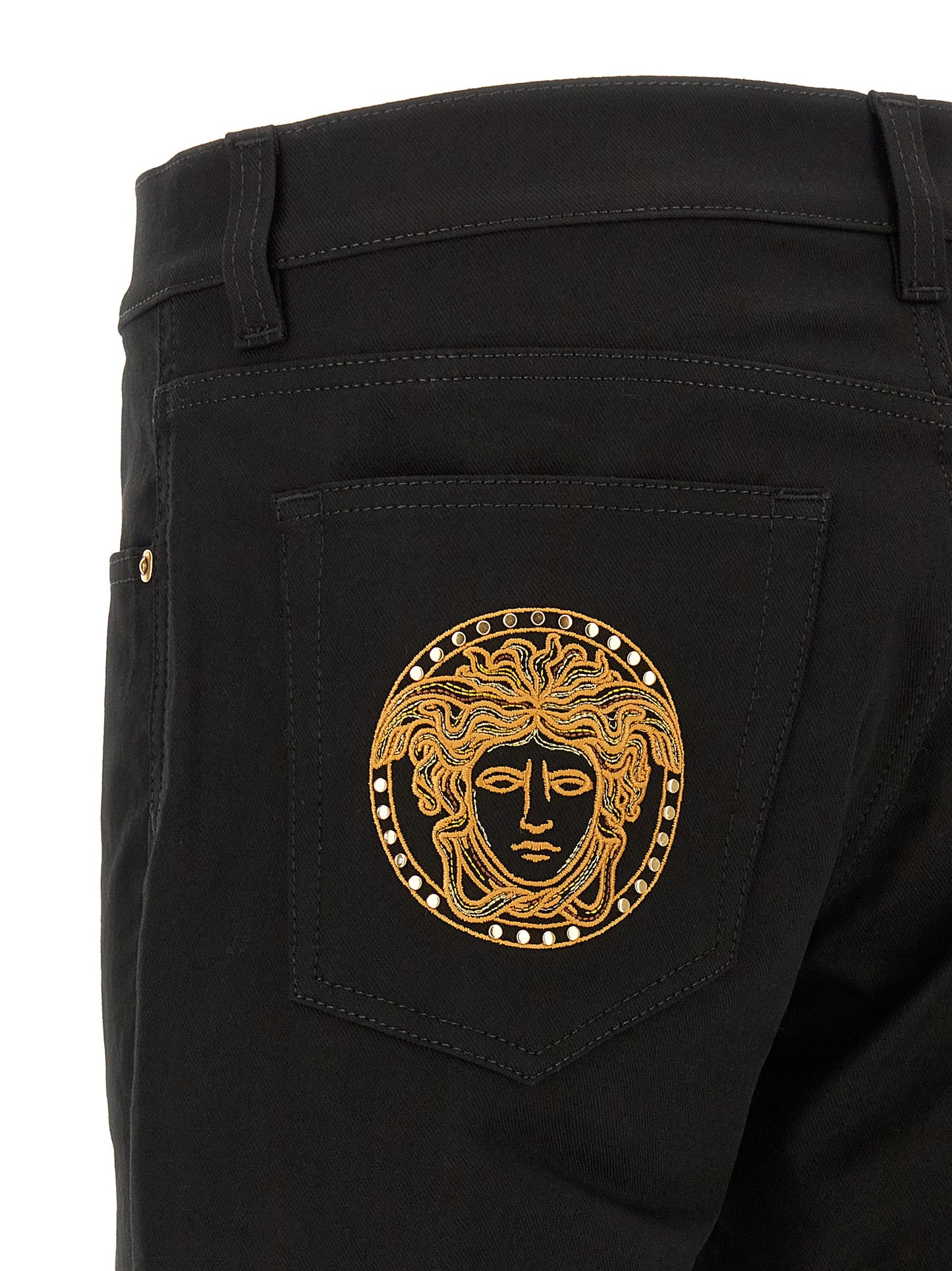 Versace Black Cotton Straight-Leg Jeans