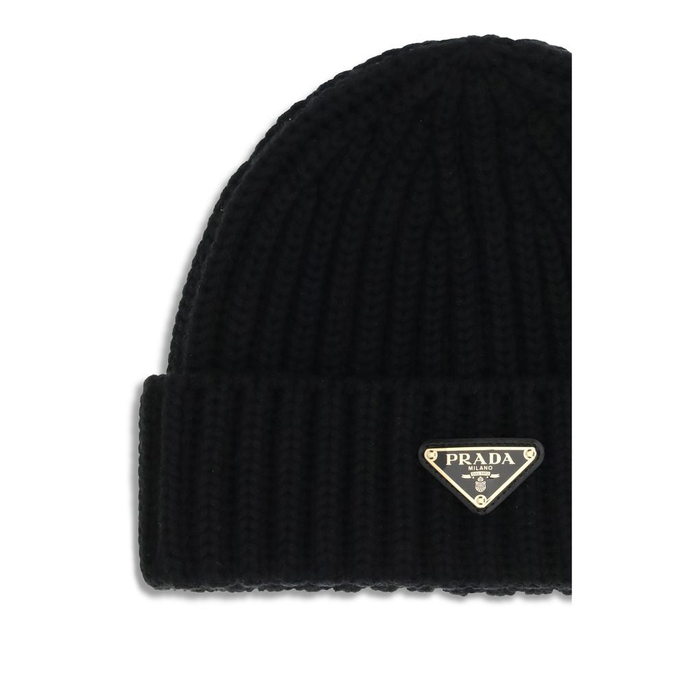 Prada Black Wool Oves Aries Beanie