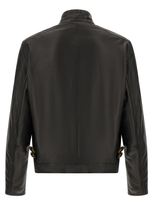 Versace Black Lamb Leather Leather Jacket