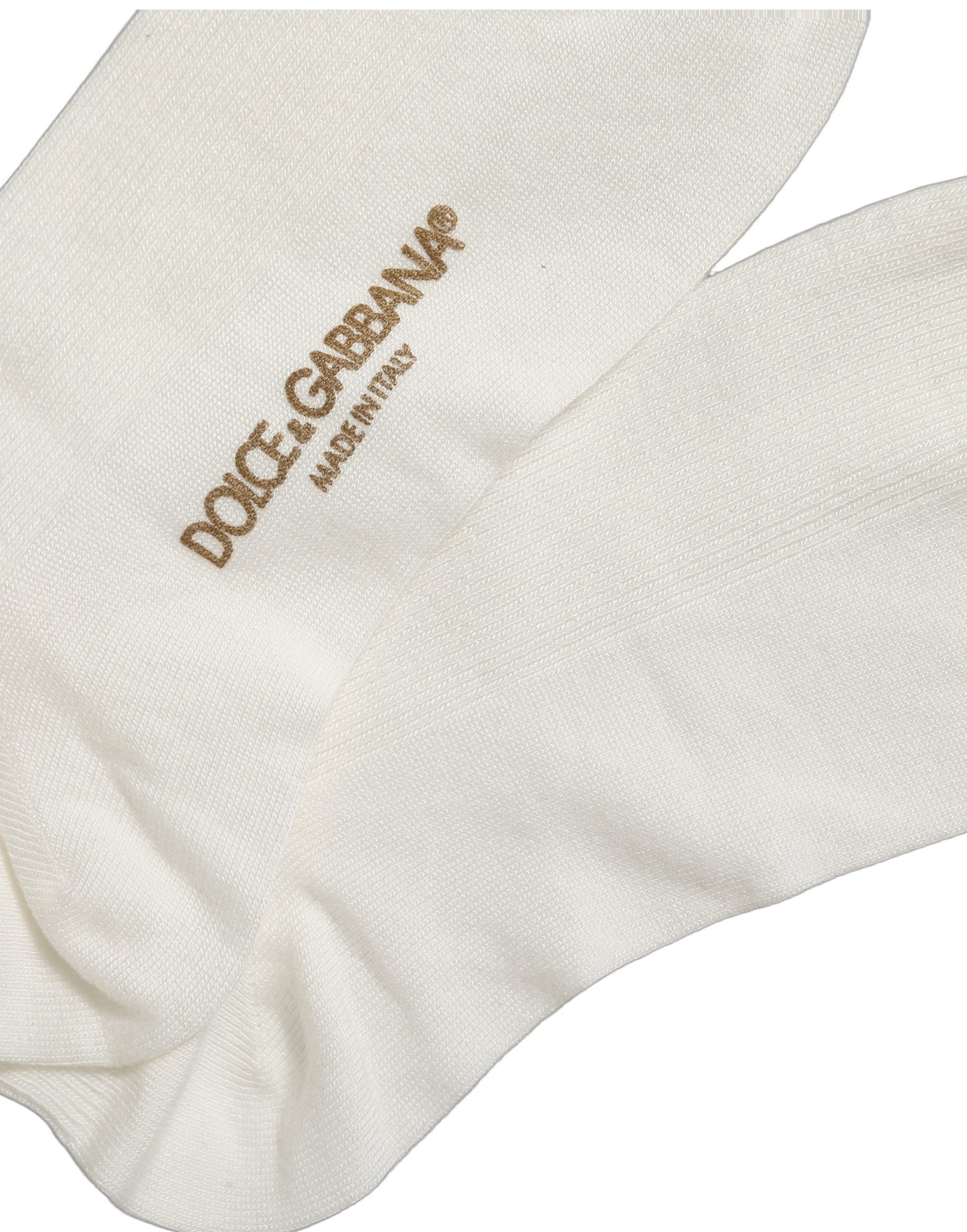 Dolce & Gabbana White Crown Embroidery Knee High Accessory Socks