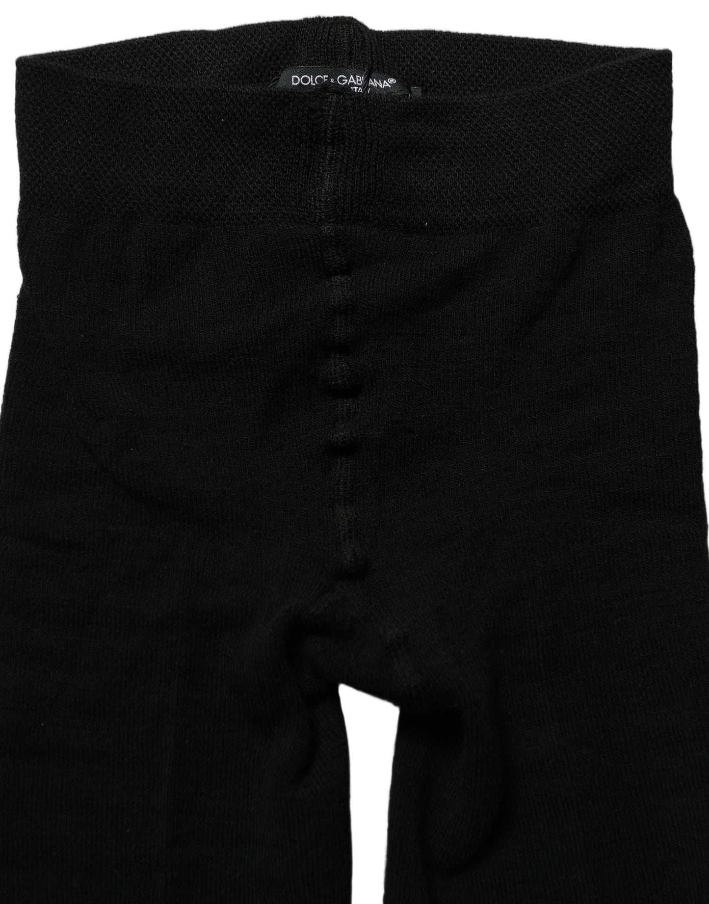 Dolce & Gabbana Black Wool Stretch Tights Stocking Accessory Socks