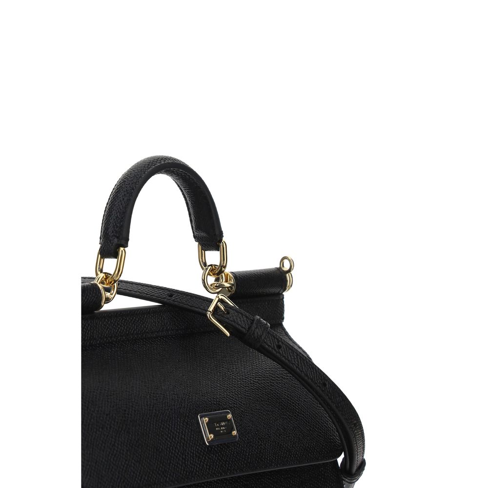 Dolce & Gabbana Black Calf Leather Bos Taurus Handbag