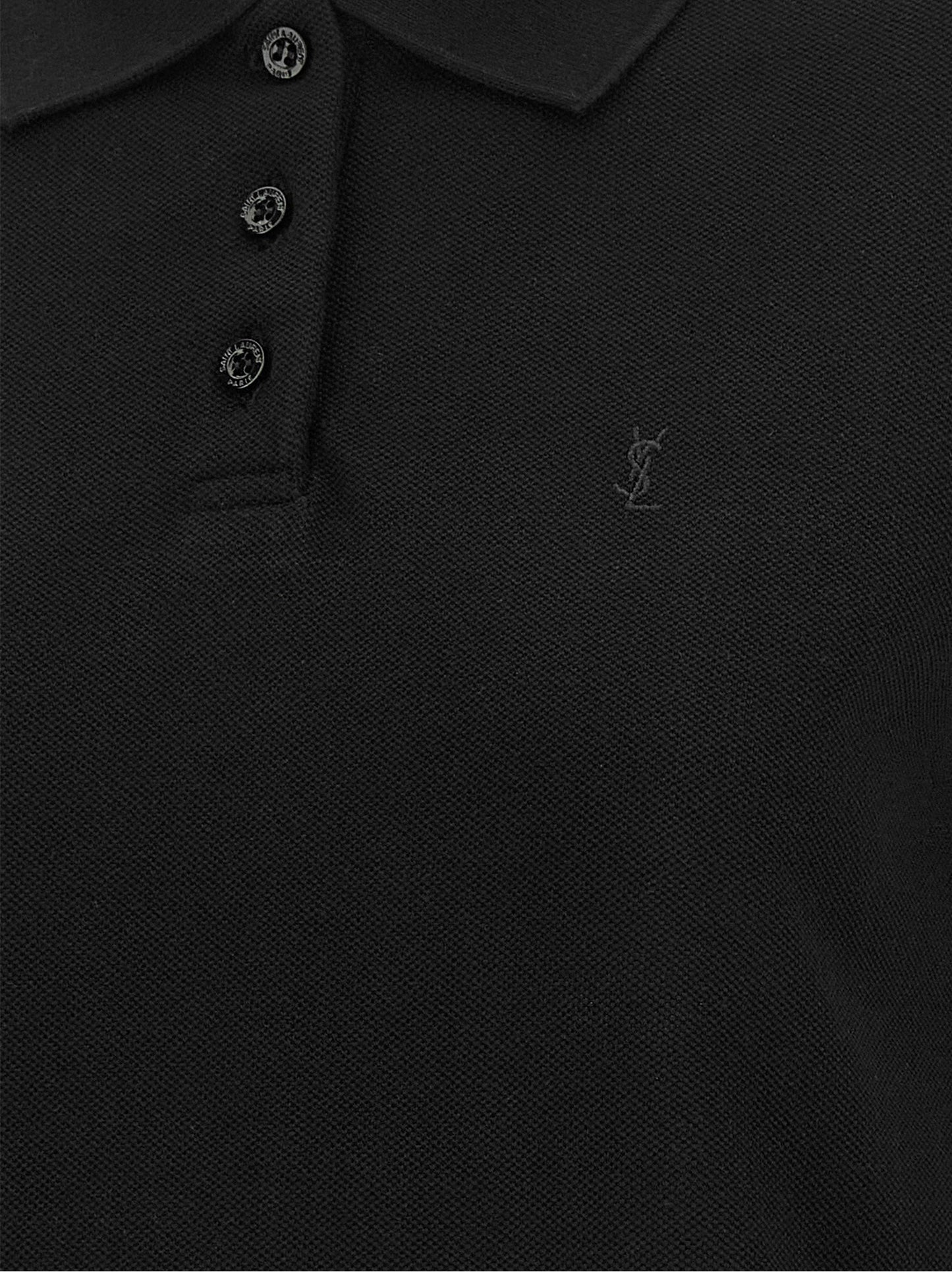 Saint Laurent Black Cotton Polo Shirt