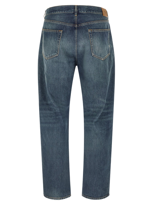 Saint Laurent Blue Cotton Straight-Leg Jeans