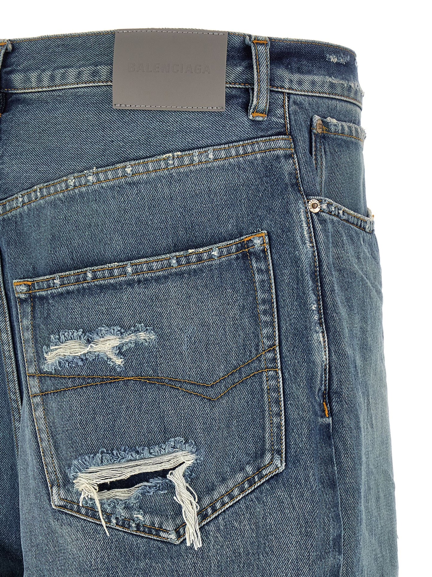 Balenciaga Blue Cotton Relaxed Fit Jeans