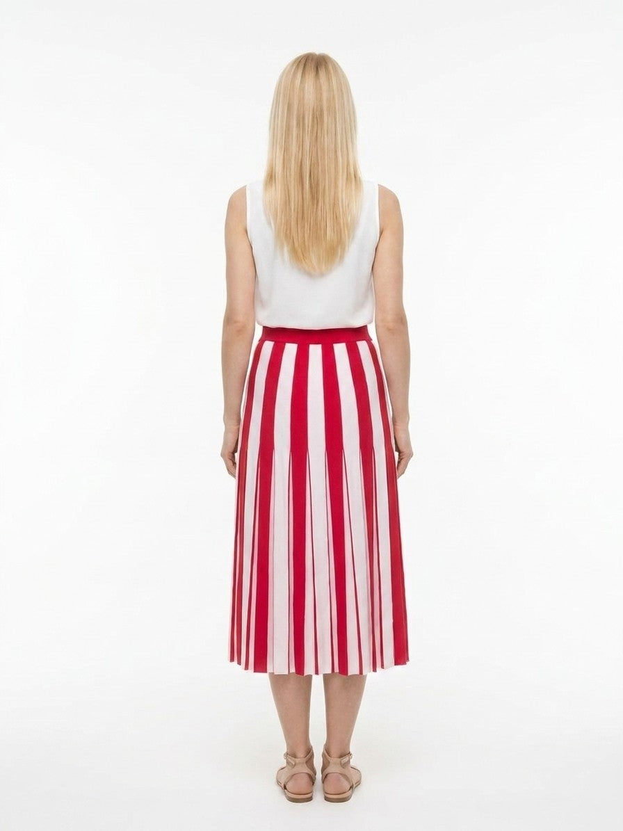 Dolce & Gabbana Red Elastane Midi Skirt