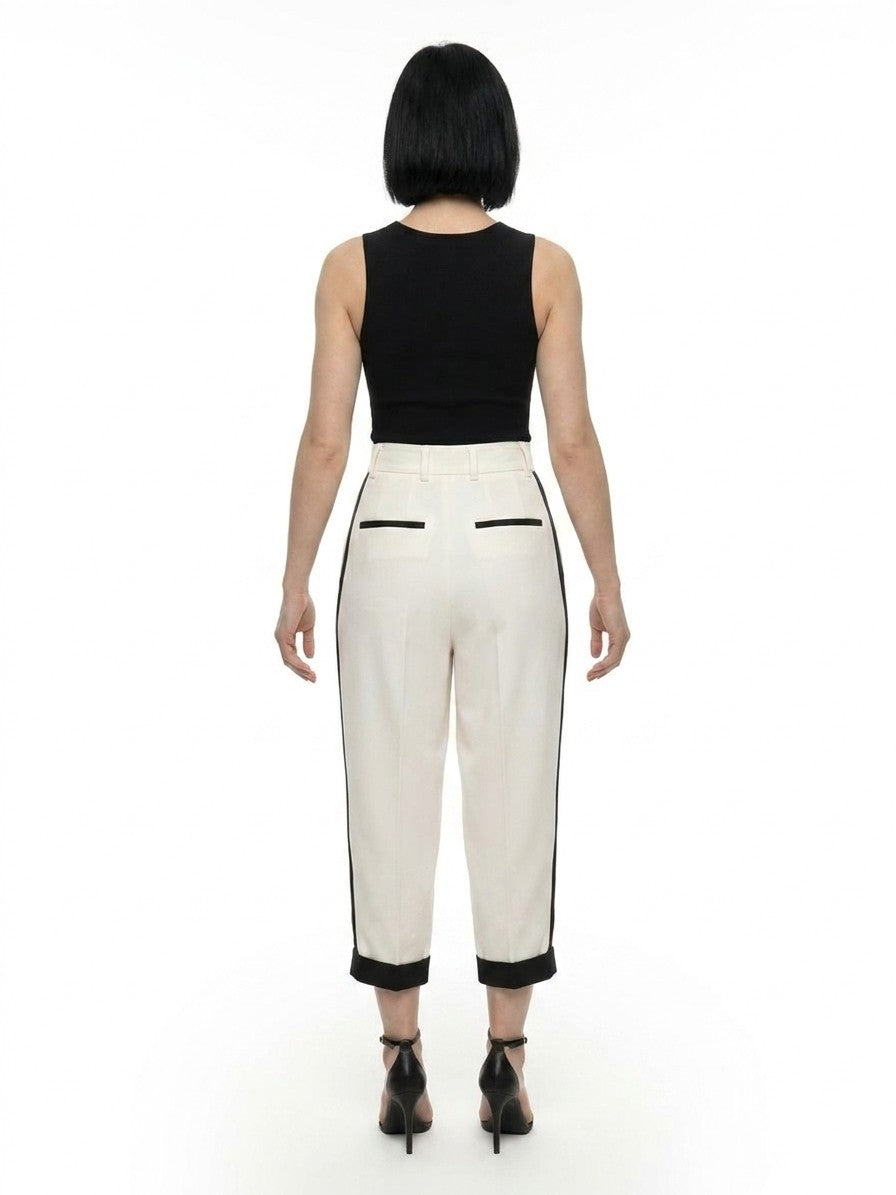 Dolce & Gabbana Black And White Virgin Wool Cropped Pants