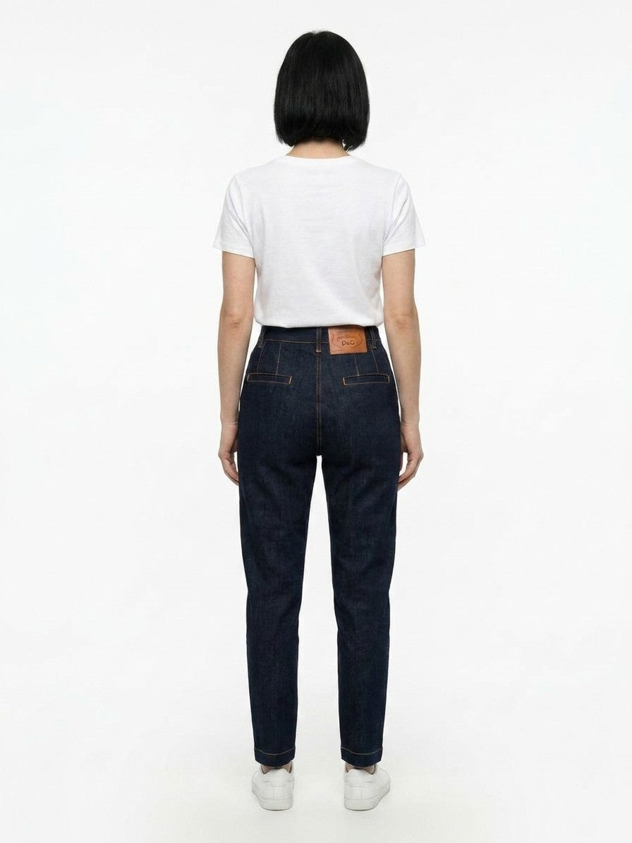 Dolce & Gabbana Navy Blue Cotton Straight-Leg Jeans