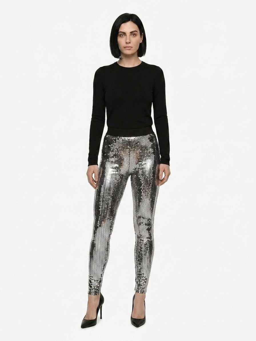 Dolce & Gabbana Silver Cotton Leggings