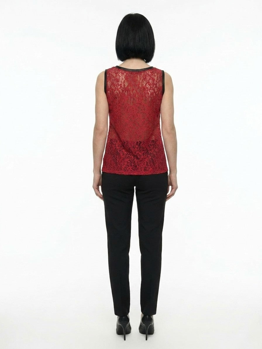 Dolce & Gabbana Red Acetate Sleeveles T-Shirt