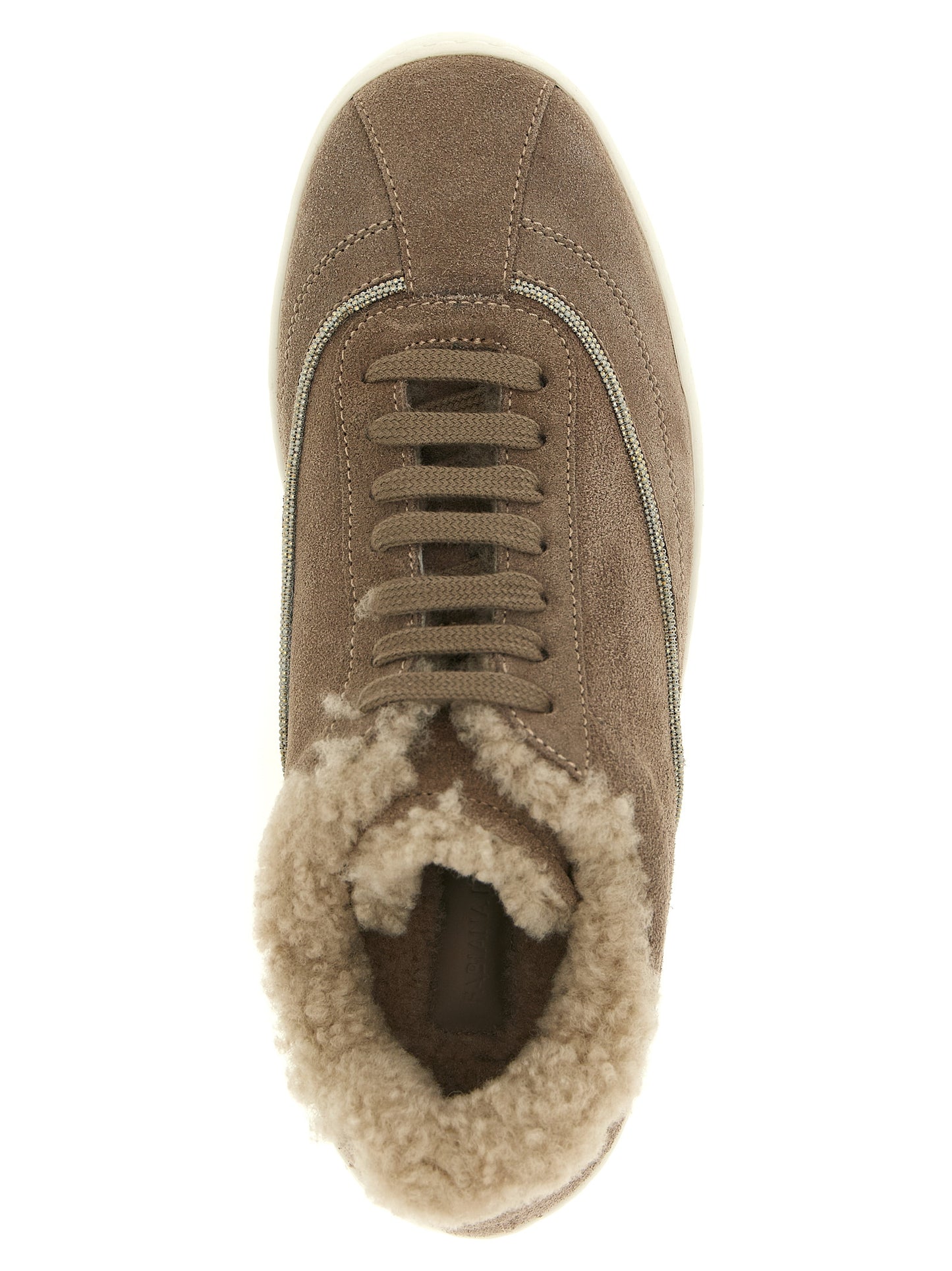 Fabiana Filippi Beige Suede Leather Low Top Sneakers
