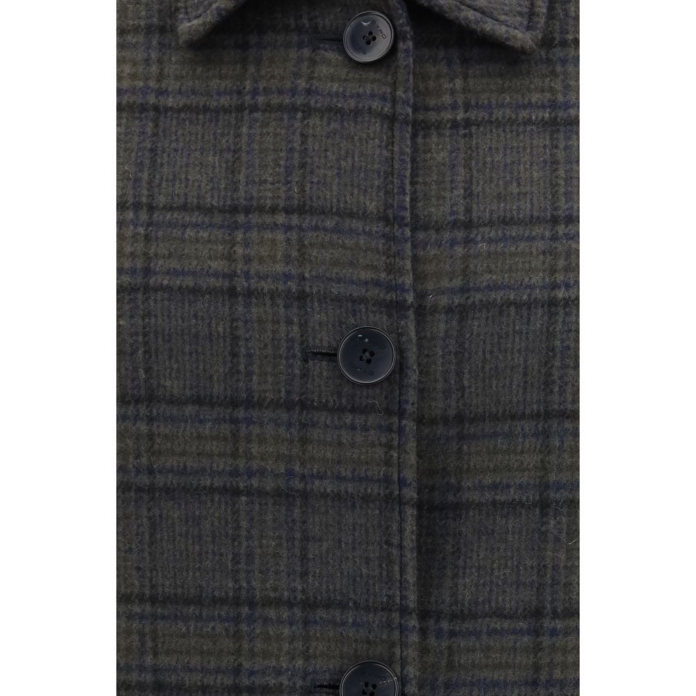 Etro Blue Wool Oves Aries Coat