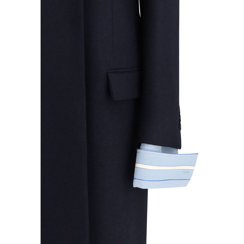 Prada Blue Wool Oves Aries Coat